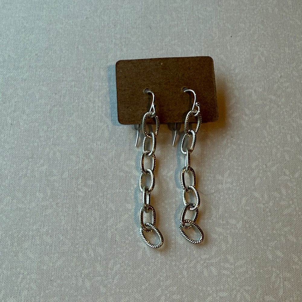 Silver Chain Link‎ Earrings